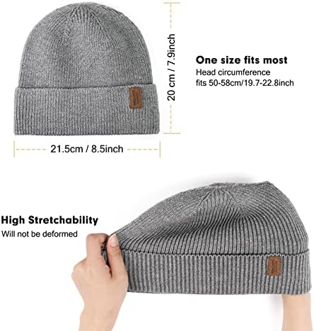מכסי נשק Winter Beanie Hats for Men Women, Fleece Lined Beanie Soft Warm Knit Hat Ski Stocking Cuffed Cap